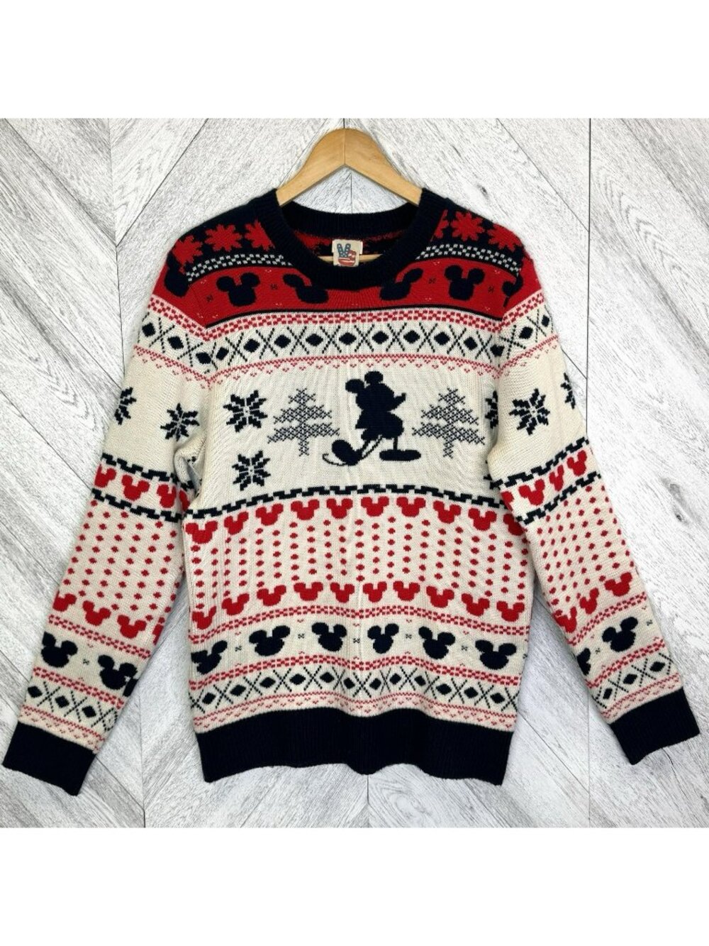Junk Food x Disney Mickey Mouse Fair Isle Sweater Mens Large Knit Pullover